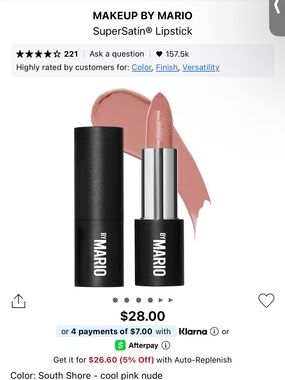 Makeup By Mario SuperSatin Lipstick - South Shore - Brand New in Box